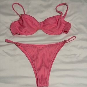 Hollister Pink Bikini Set with Adjustable Straps